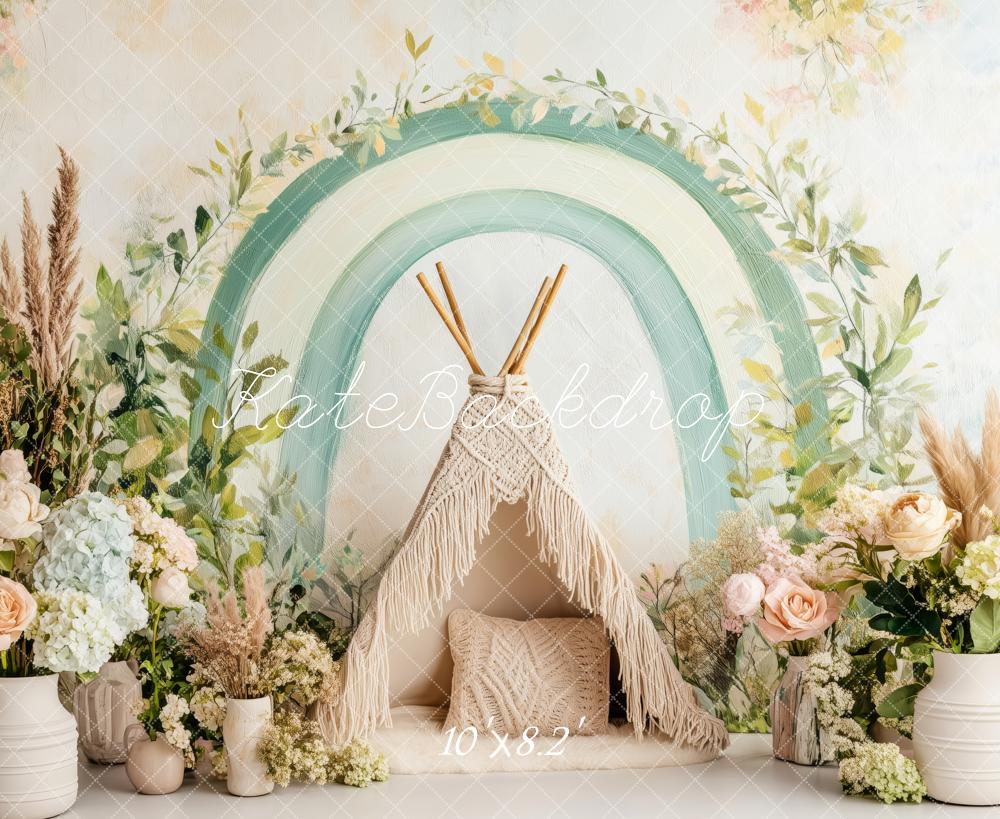 Kate Boho Green Arch Teepee Backdrop Designed by Patty Robert -UK