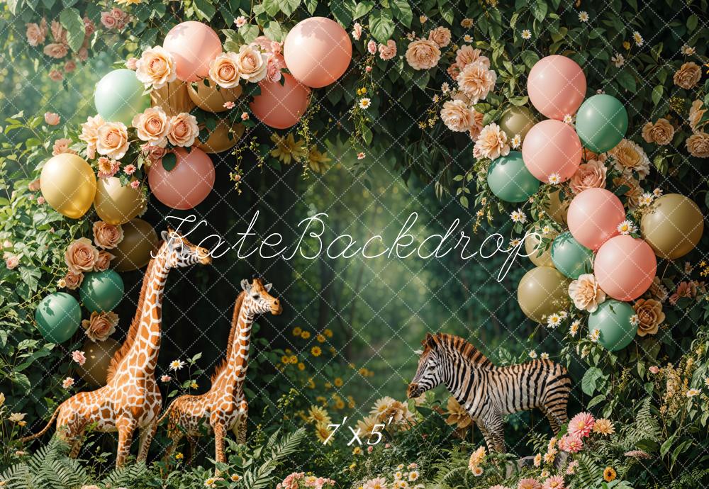 On Sale Kate Cake Smash Jungle Animal Balloons Arch Backdrop Designed by Emetselch -UK