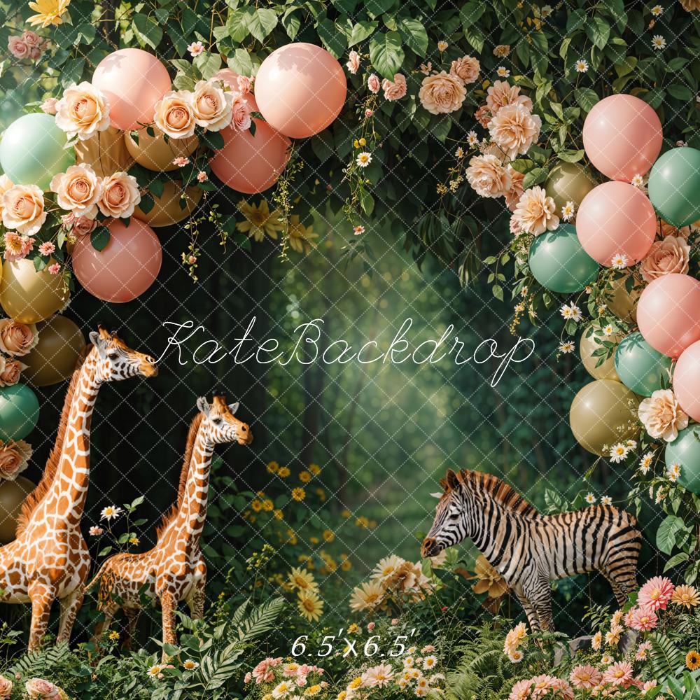 On Sale Kate Cake Smash Jungle Animal Balloons Arch Backdrop Designed by Emetselch -UK