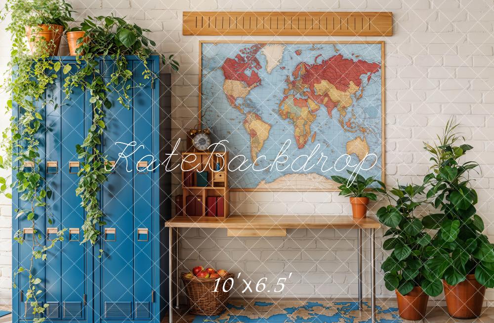 Kate Graduation School Classroom Map Lockers Backdrop Designed by Emetselch -UK