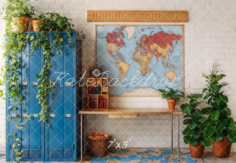 Kate Graduation School Classroom Map Lockers Backdrop Designed by Emetselch -UK