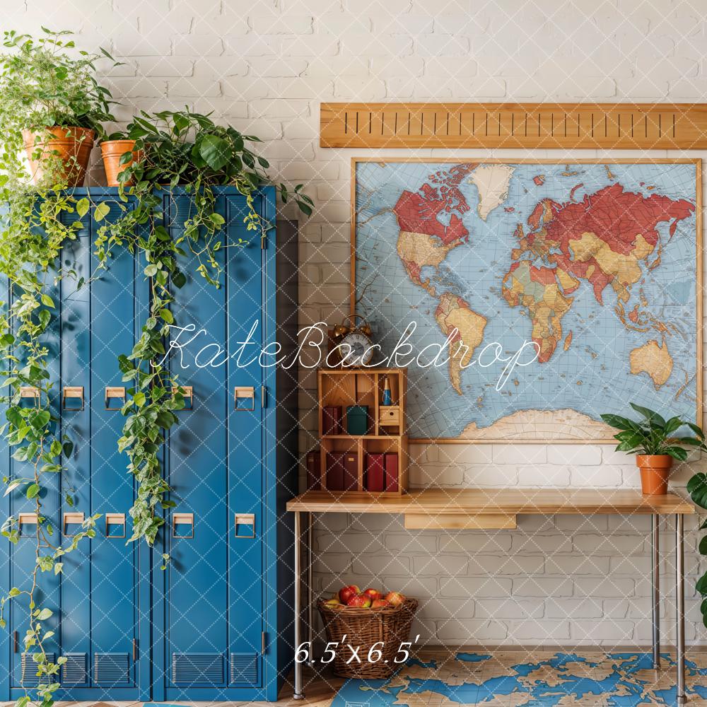 Kate Graduation School Classroom Map Lockers Backdrop Designed by Emetselch -UK