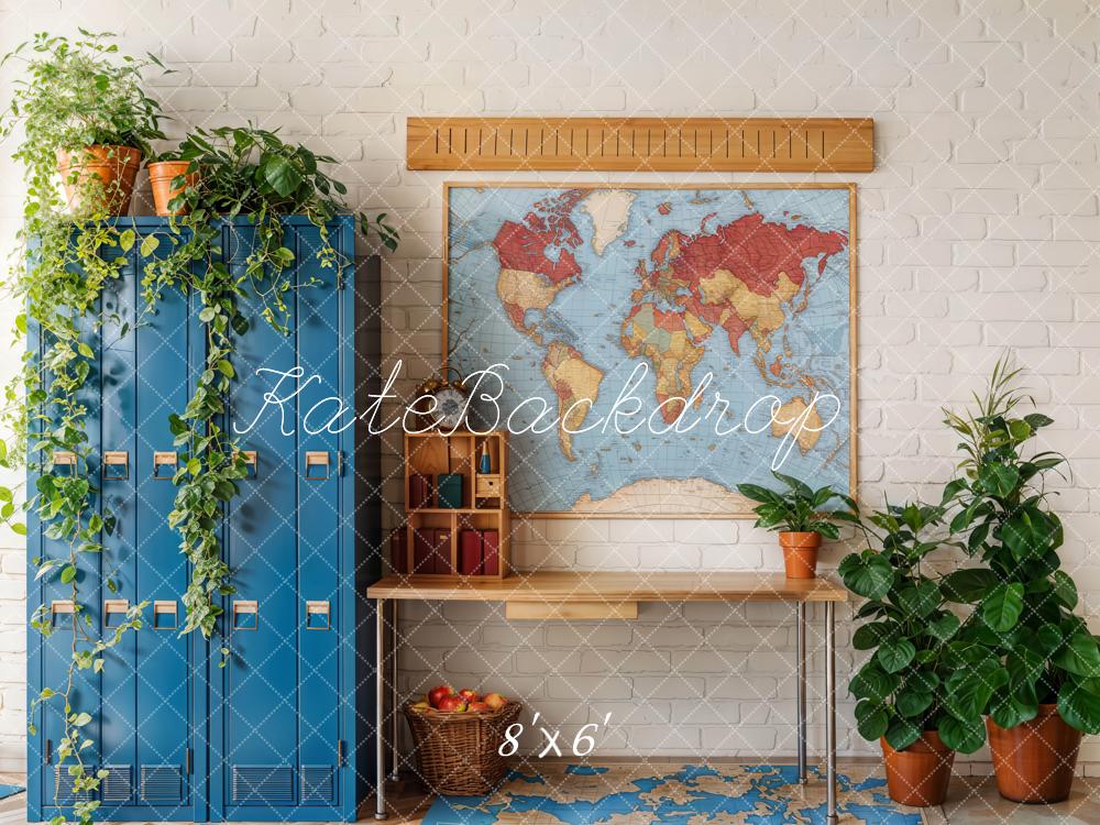 Kate Graduation School Classroom Map Lockers Backdrop Designed by Emetselch -UK