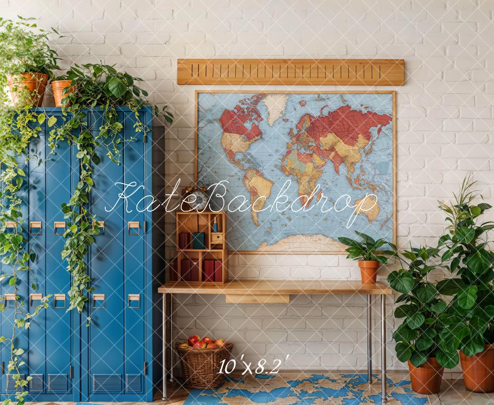 Kate Graduation School Classroom Map Lockers Backdrop Designed by Emetselch -UK