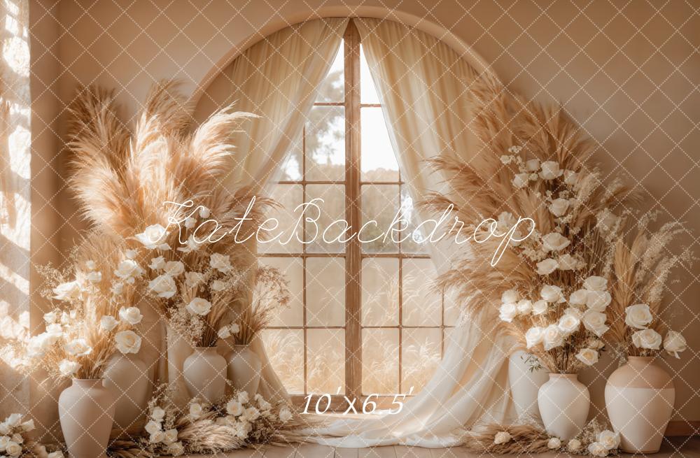 Kate Boho Floral Window Pampas Grass Backdrop Designed by Kate Image