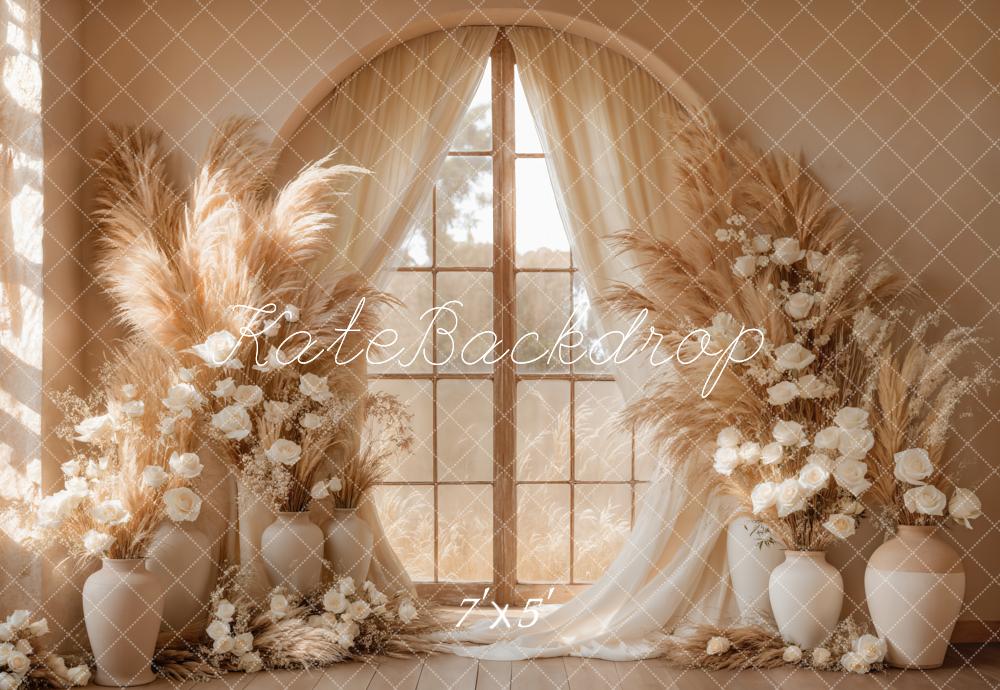 Kate Boho Floral Window Pampas Grass Backdrop Designed by Kate Image