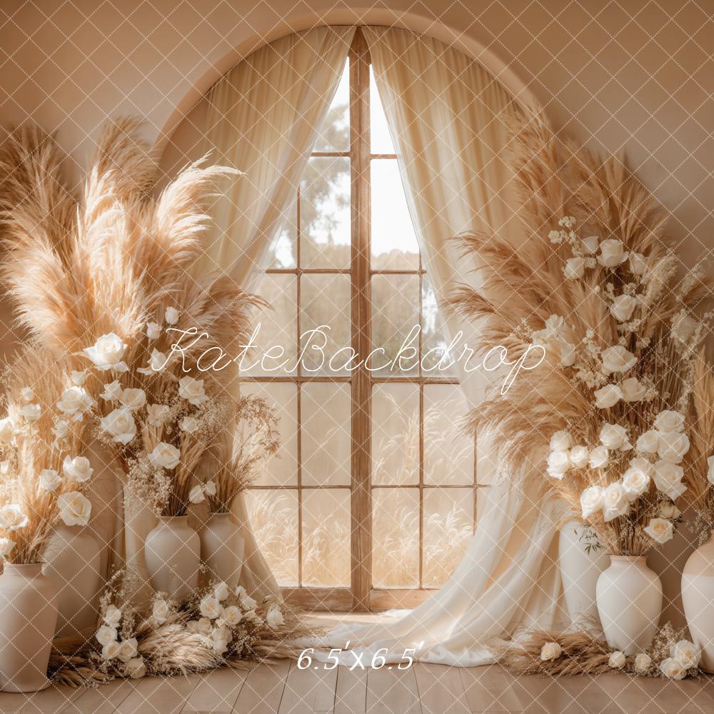 Kate Boho Floral Window Pampas Grass Backdrop Designed by Kate Image