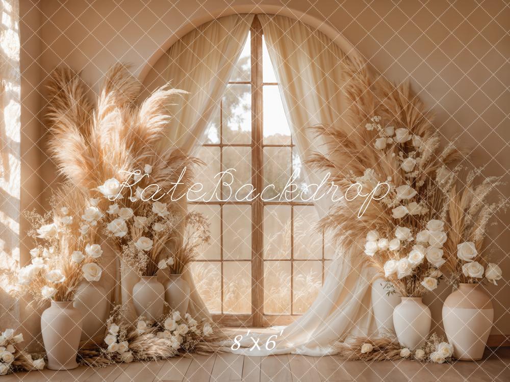 Kate Boho Floral Window Pampas Grass Backdrop Designed by Kate Image