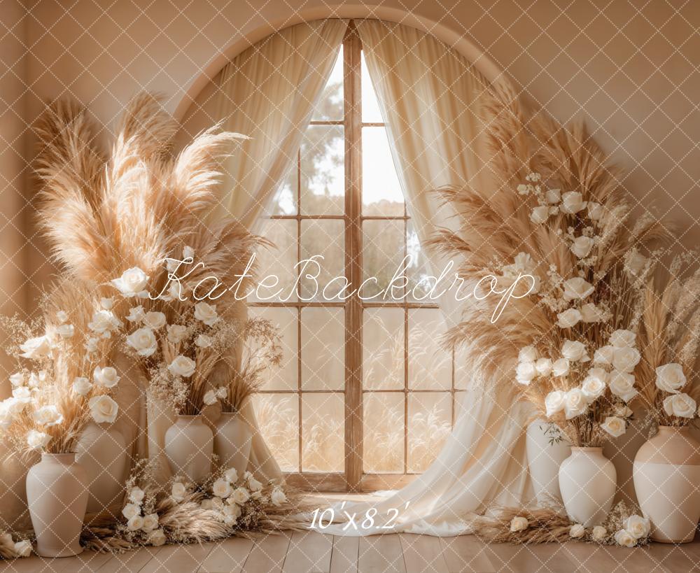 Kate Boho Floral Window Pampas Grass Backdrop Designed by Kate Image