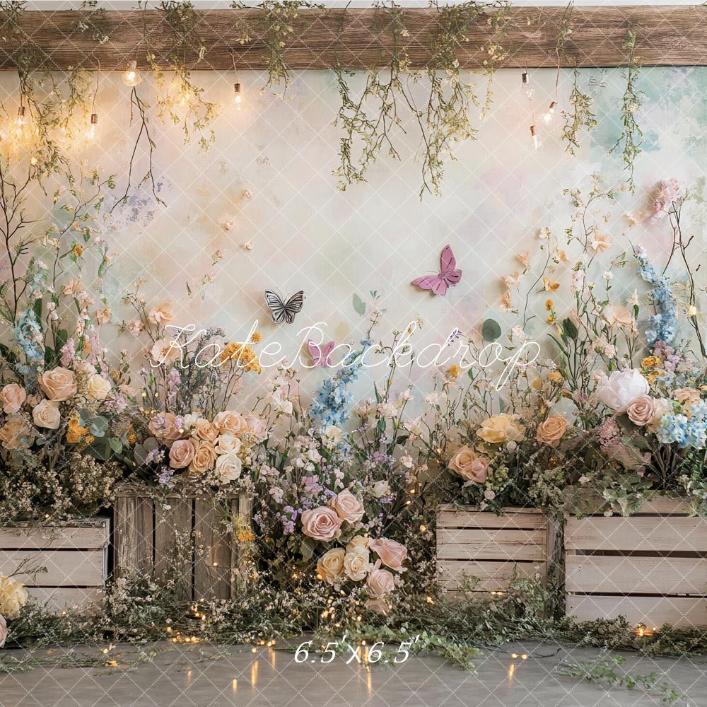 Kate Spring Wildflowers Floral Garden Butterfly Backdrop Designed by Ashley Paul -UK