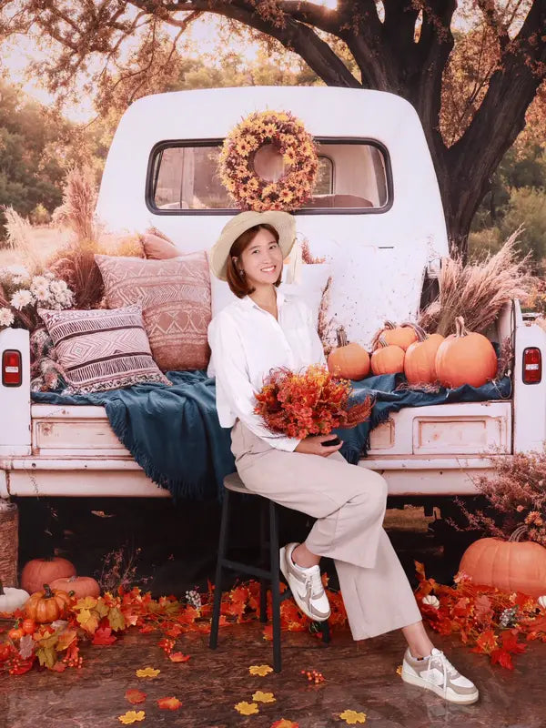 Kate Autumn Truck Pumpkin Backdrop Designed by Emetselch -UK