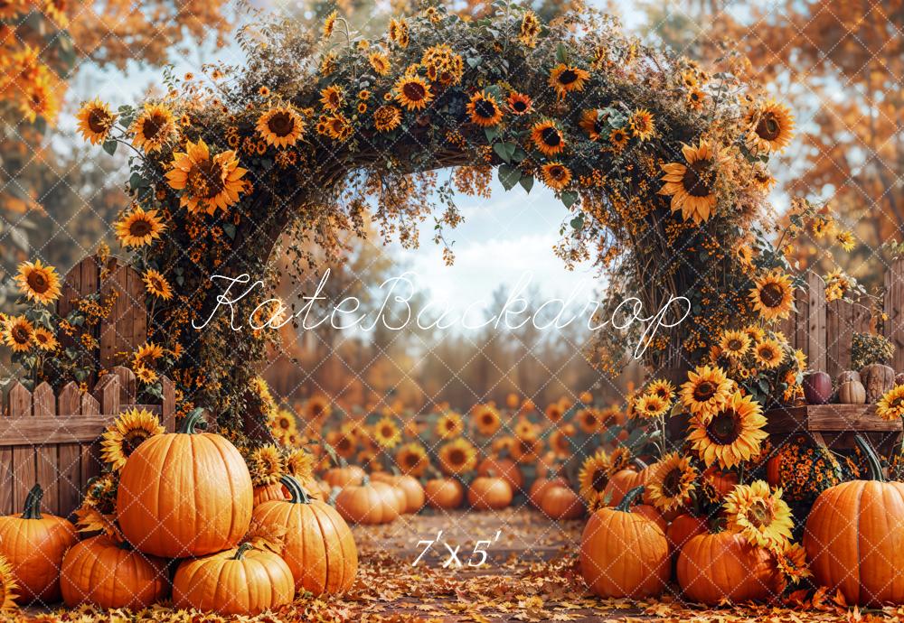 On Sale Kate Autumn Sunflower Arch Pumpkin Backdrop Designed by Emetselch