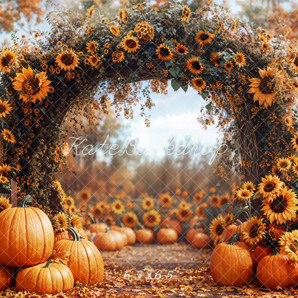 On Sale Kate Autumn Sunflower Arch Pumpkin Backdrop Designed by Emetselch