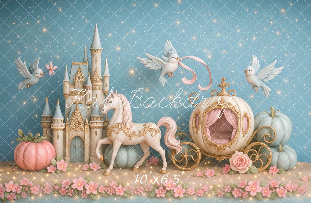 Kate Fairy Tale Castle Carriage Birds Backdrop Designed by Ashley Paul