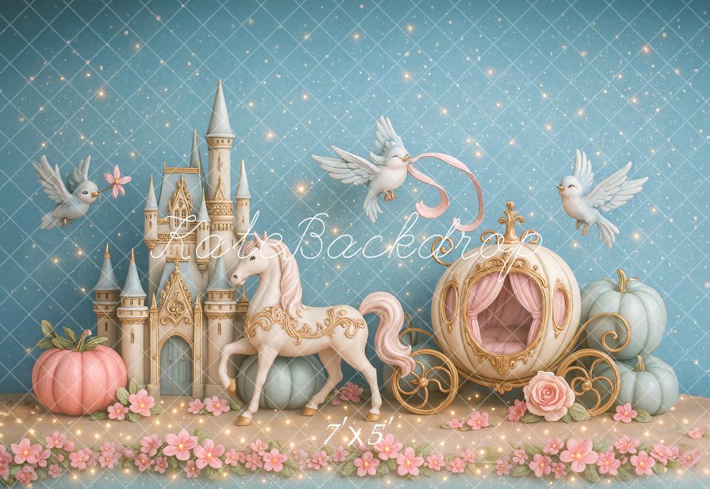 Kate Fairy Tale Castle Carriage Birds Backdrop Designed by Ashley Paul