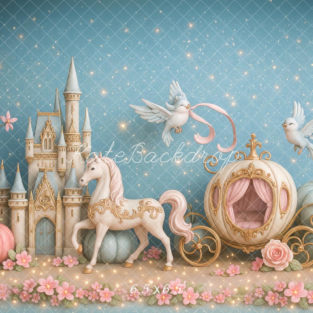Kate Fairy Tale Castle Carriage Birds Backdrop Designed by Ashley Paul