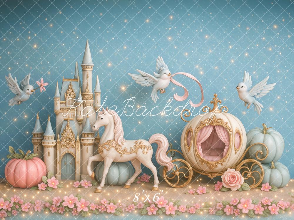Kate Fairy Tale Castle Carriage Birds Backdrop Designed by Ashley Paul