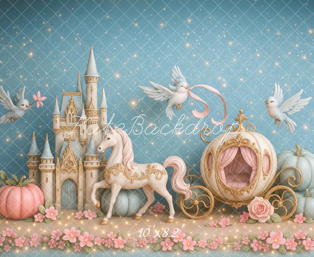 Kate Fairy Tale Castle Carriage Birds Backdrop Designed by Ashley Paul