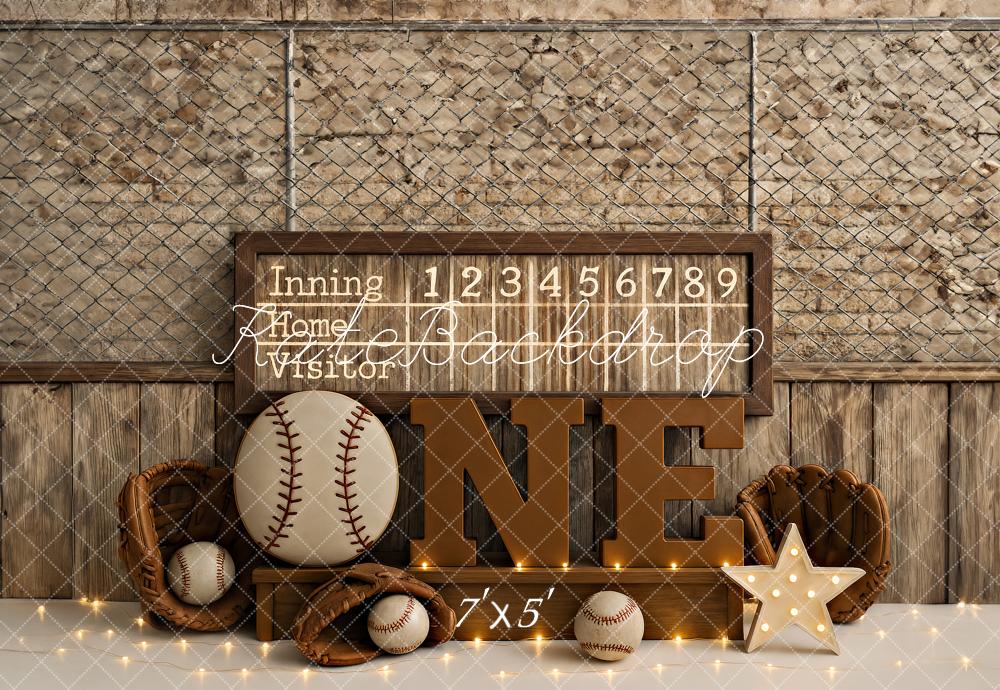 Kate Cake Smash Baseball Rustic Backdrop Designed by Ashley Paul -UK