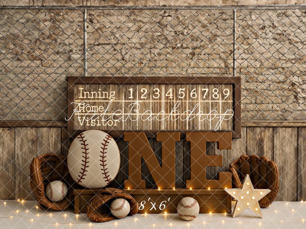 Kate Cake Smash Baseball Rustic Backdrop Designed by Ashley Paul -UK