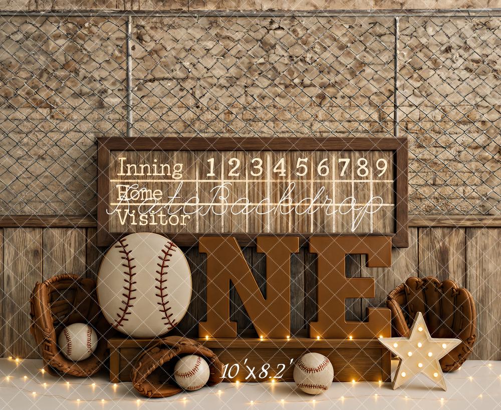 Kate Cake Smash Baseball Rustic Backdrop Designed by Ashley Paul -UK