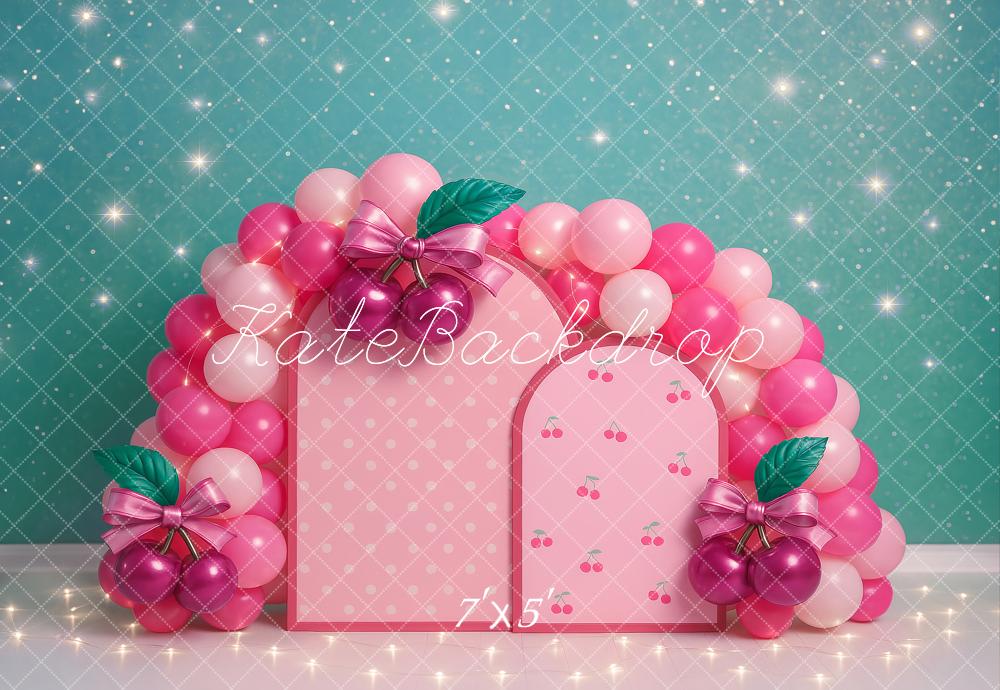Kate Cake Smash Cherry Balloon Arch Backdrop Designed by Ashley Paul -UK