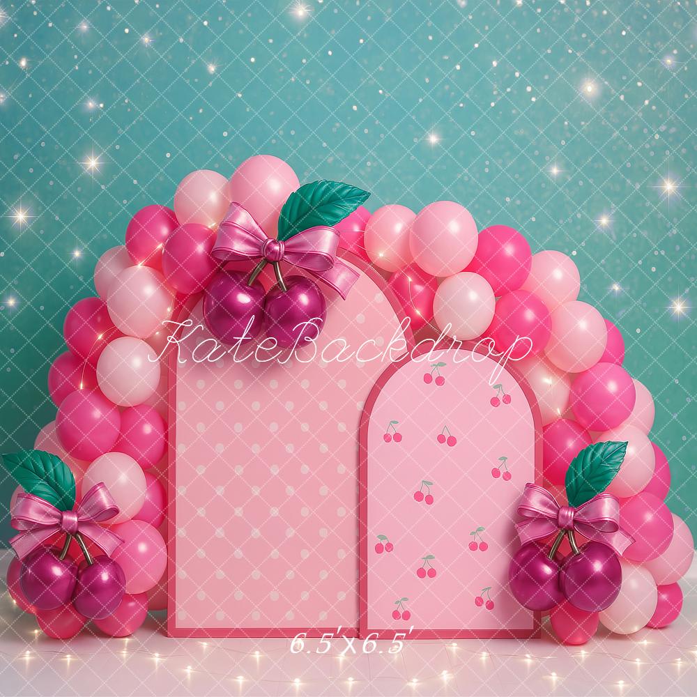 Kate Cake Smash Cherry Balloon Arch Backdrop Designed by Ashley Paul -UK