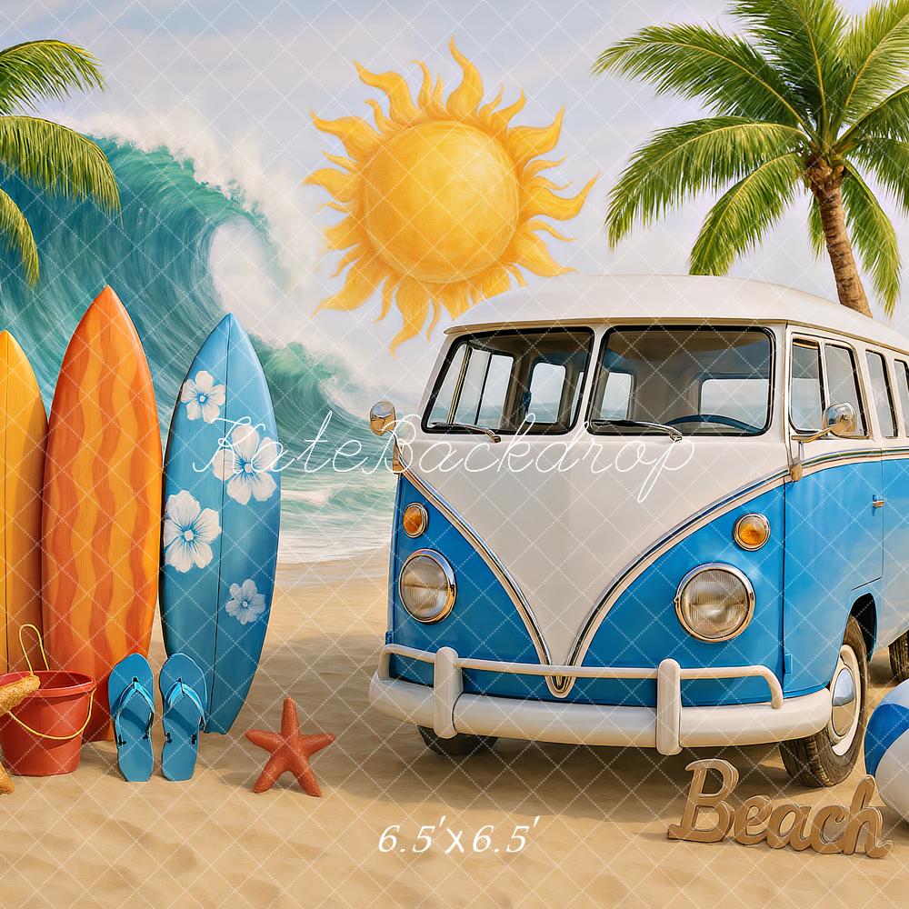 On Sale Kate Summer Beach Van Surfboards Sun Backdrop Designed by Ashley Paul -UK
