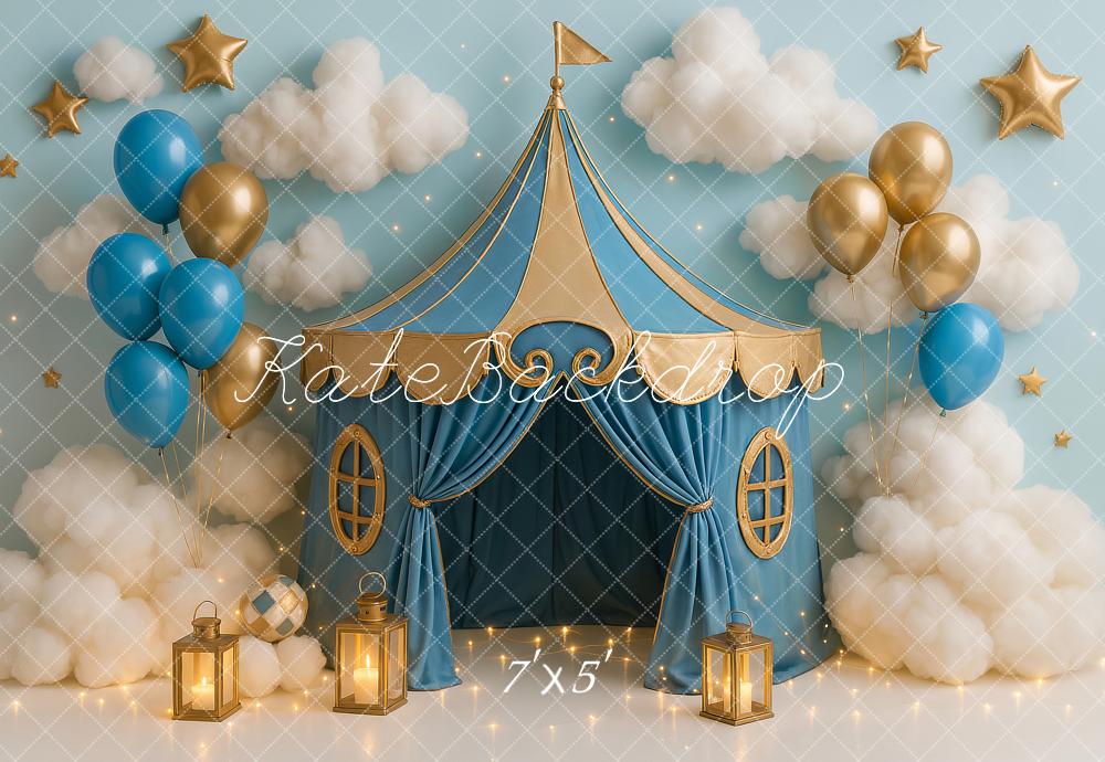 On Sale Kate Cake Smash Blue Circus Tent Balloon Backdrop Designed by Ashley Paul -UK