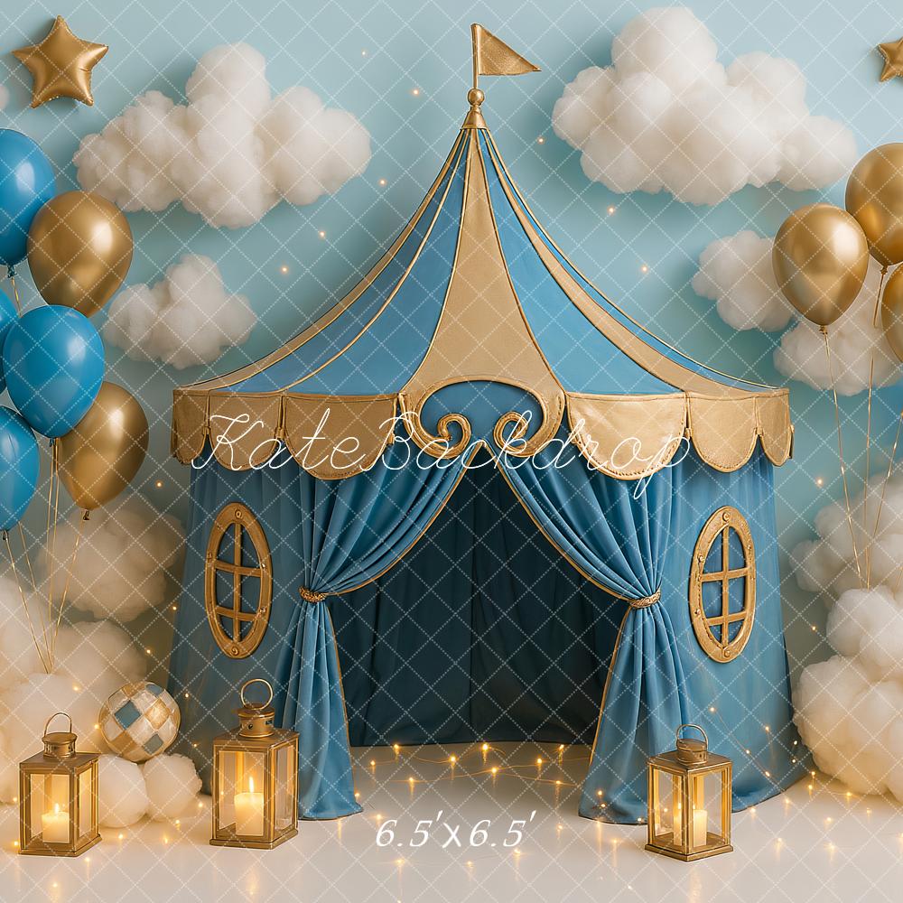 On Sale Kate Cake Smash Blue Circus Tent Balloon Backdrop Designed by Ashley Paul -UK