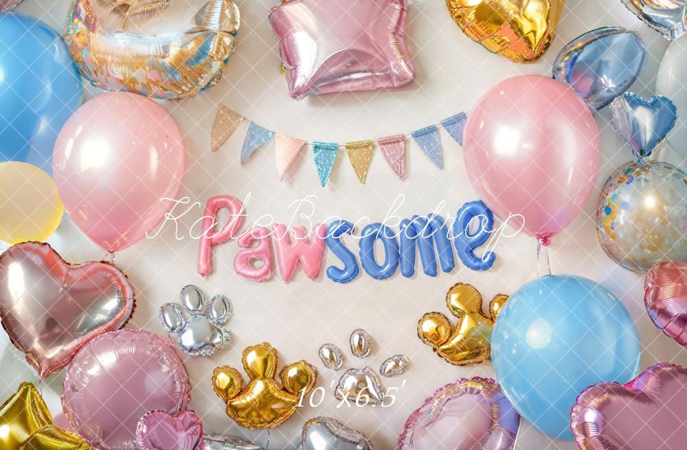 Kate Pet Birthday Pawsome Balloon Backdrop Designed by Emetselch -UK