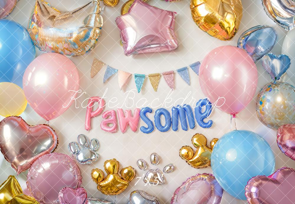 Kate Pet Birthday Pawsome Balloon Backdrop Designed by Emetselch -UK