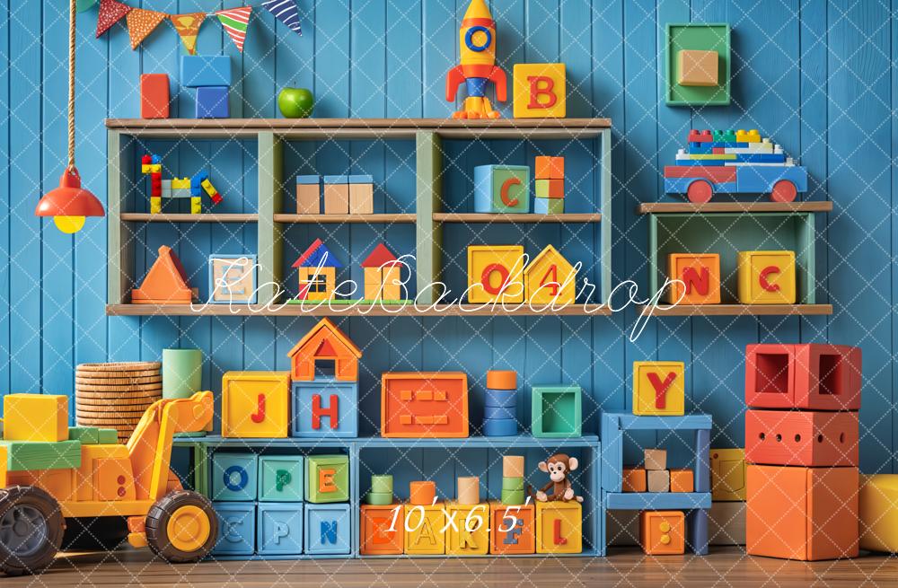 Kate Cake Smash Kids Colorful Toys Blocks Shelf Backdrop Designed by Emetselch -UK