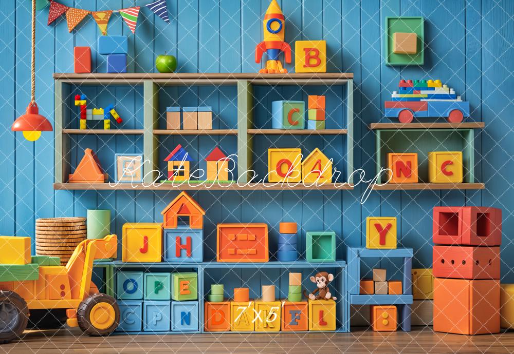 Kate Cake Smash Kids Colorful Toys Blocks Shelf Backdrop Designed by Emetselch -UK