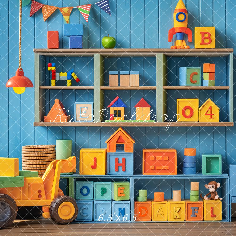 Kate Cake Smash Kids Colorful Toys Blocks Shelf Backdrop Designed by Emetselch -UK