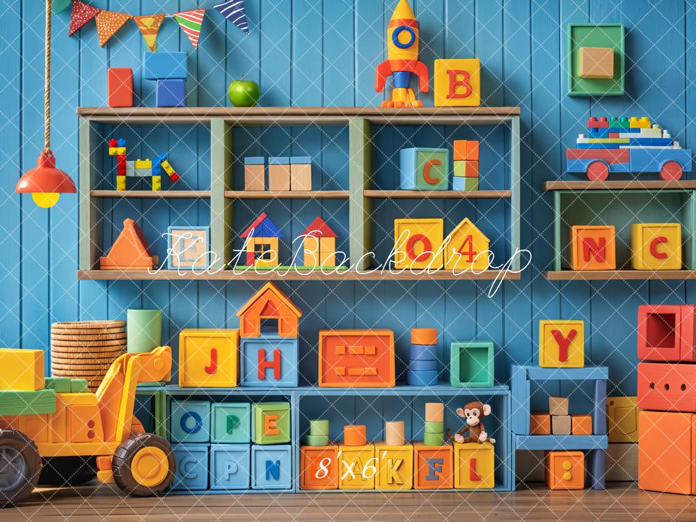 Kate Cake Smash Kids Colorful Toys Blocks Shelf Backdrop Designed by Emetselch -UK