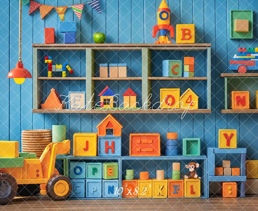 Kate Cake Smash Kids Colorful Toys Blocks Shelf Backdrop Designed by Emetselch -UK