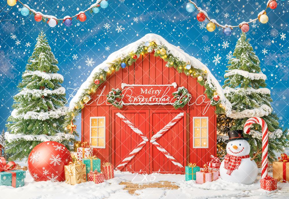 Kate Christmas Tree Gifts Red Barn Door Backdrop Designed by Chain Photography -UK