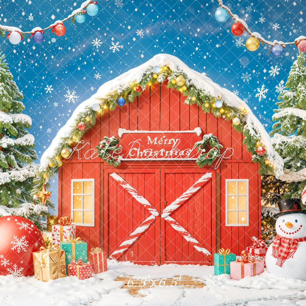 Kate Christmas Tree Gifts Red Barn Door Backdrop Designed by Chain Photography -UK