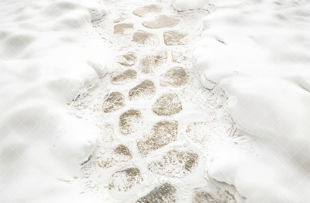 Kate Winter Snow Cobblestone Path Floor Backdrop Designed by Kate Image -UK