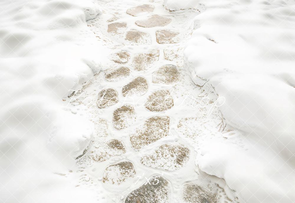 Kate Winter Snow Cobblestone Path Floor Backdrop Designed by Kate Image -UK