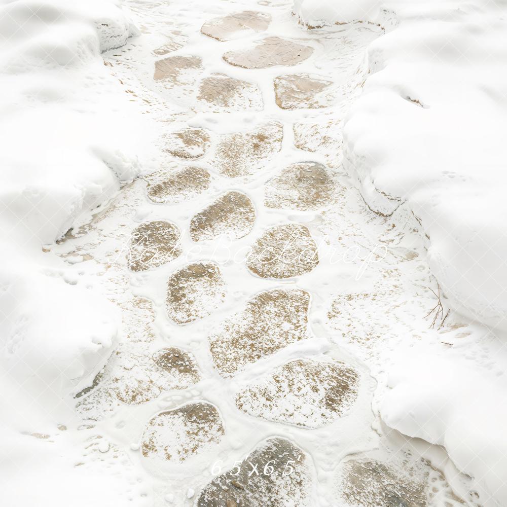 Kate Winter Snow Cobblestone Path Floor Backdrop Designed by Kate Image -UK