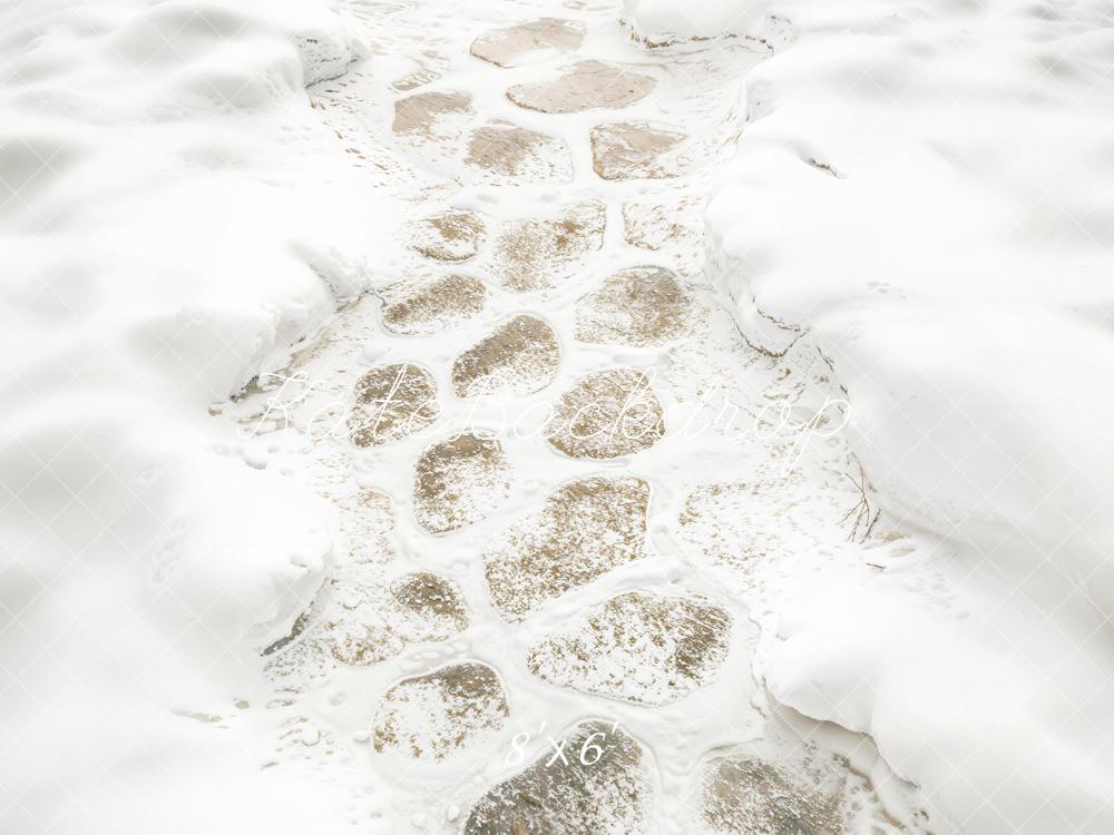 Kate Winter Snow Cobblestone Path Floor Backdrop Designed by Kate Image -UK