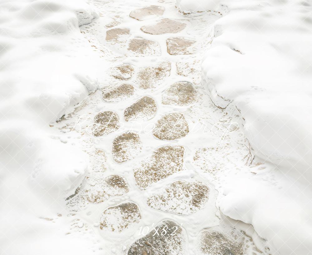 Kate Winter Snow Cobblestone Path Floor Backdrop Designed by Kate Image -UK