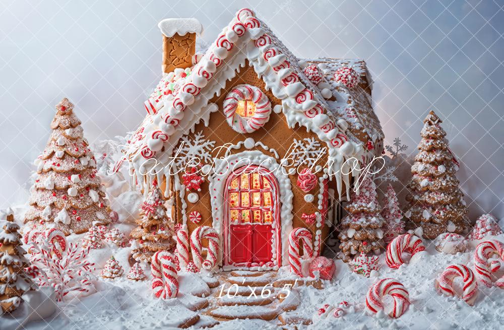 Kate Christmas Gingerbread House Candy Cane Backdrop Designed by Chain Photography -UK