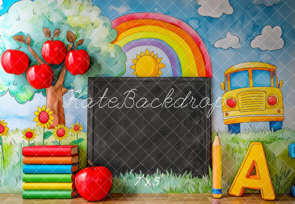 Kate Graduation School Blackboard Rainbow Apples Backdrop Designed by Mini MakeBelieve -UK