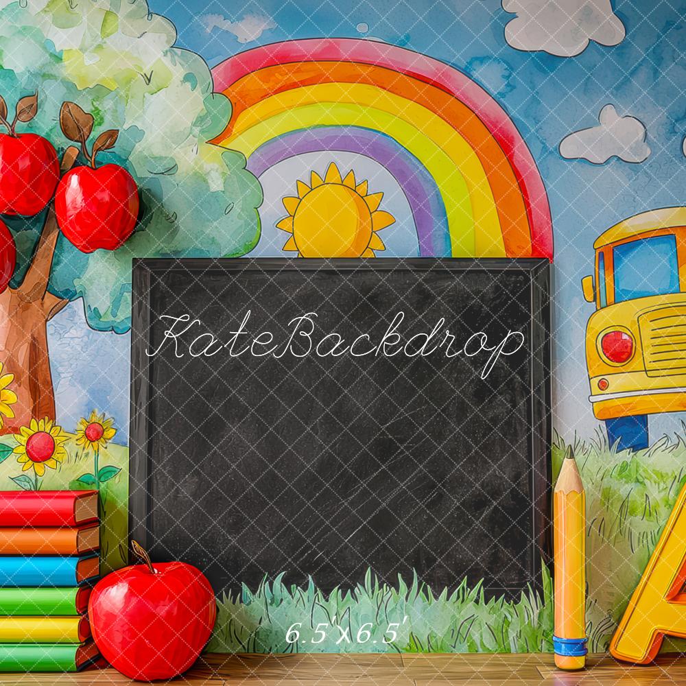 Kate Graduation School Blackboard Rainbow Apples Backdrop Designed by Mini MakeBelieve -UK