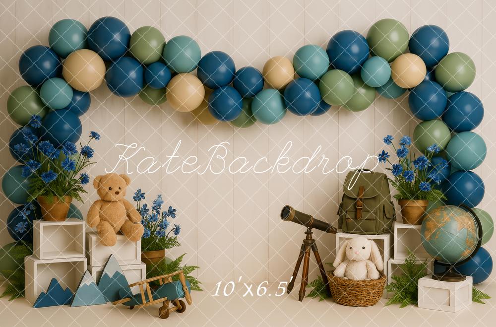 Kate Adventure Telescope Teddy Balloon Backdrop Designed by Patty Robert