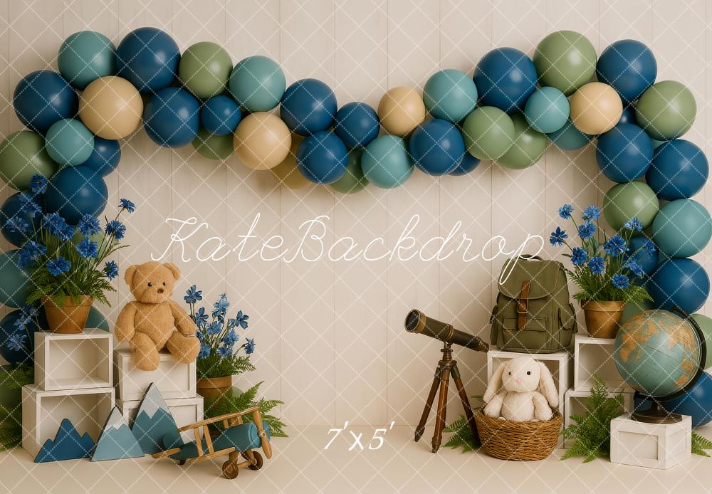 Kate Adventure Telescope Teddy Balloon Backdrop Designed by Patty Robert