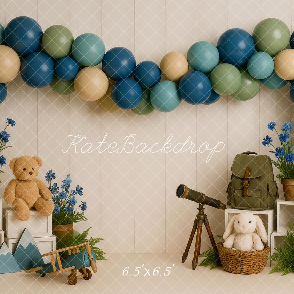 Kate Adventure Telescope Teddy Balloon Backdrop Designed by Patty Robert